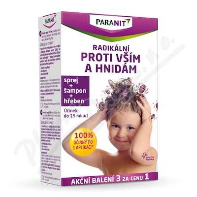 Paranit sprej 100ml+hřeben+šampon 100ml zdarma