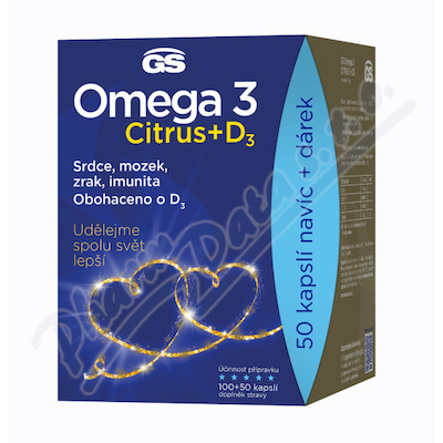 GS Omega 3 Citrus+D cps.100+50 dárek 2022 ČR/SK