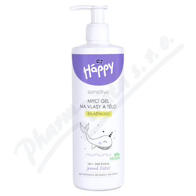 Happy sensitive mycí gel na vlasy a tělo 400ml