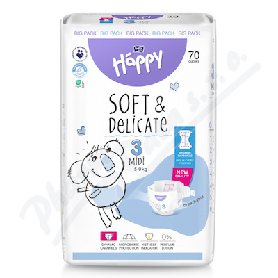 Happy Soft&Delicate 3 dětské pleny 5-9kg 70ks