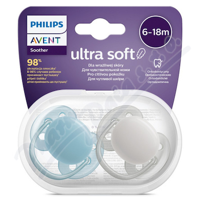 Philips AVENT Šidít.Ultrasoft 6-18m chlapec 2ks