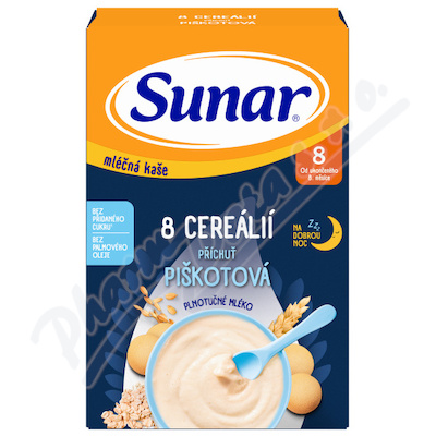 Sunar Mléčná kaše 8 cereálií piškotová 8m+ 210g