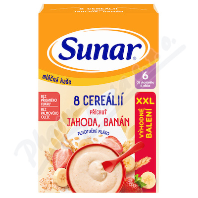 Sunar Mléčná kaše 8 cereál.jahoda/banán 6m+ 340g