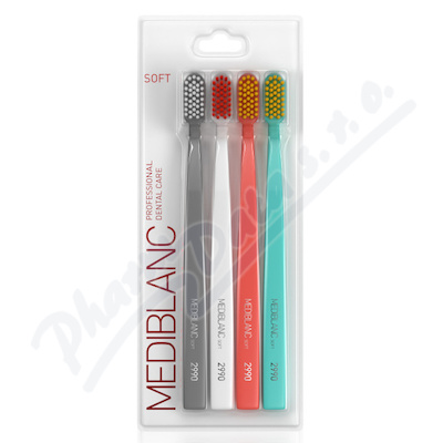 MEDIBLANC Soft 2990 Toothbrush Gr.+Wh.+Sal.+Bl.4ks