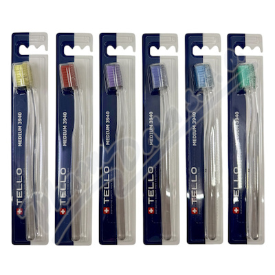 TELLO 3940 Medium zubní kartáček mix barev 1ks