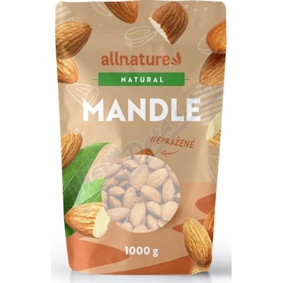 Allnature Mandle natural nepražené 1000g