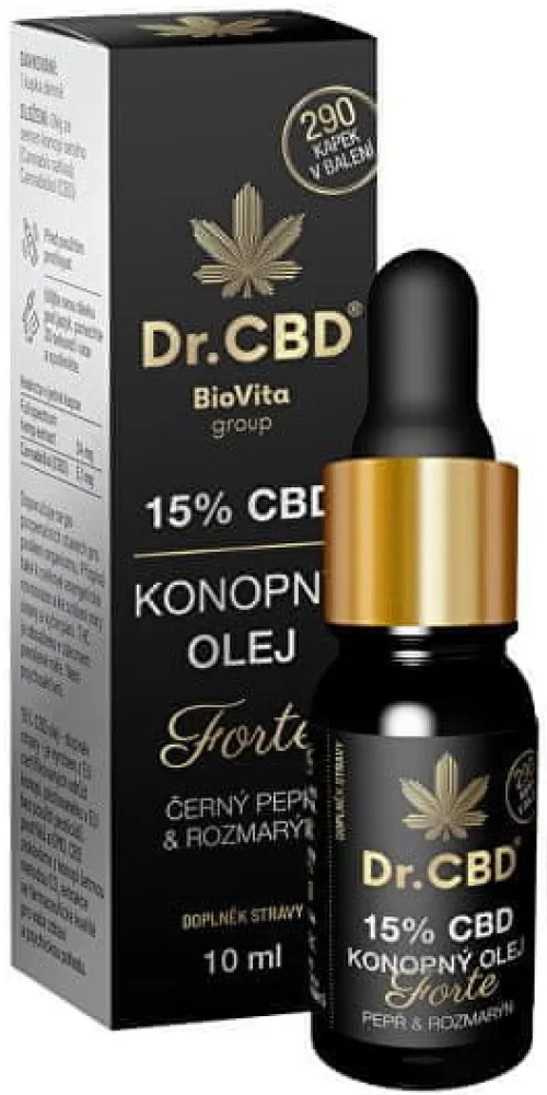 Dr.CBD 15% CBD konop.olej Forte č.pepř rozmar.10ml