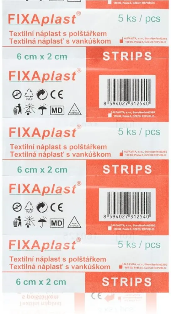 FIXAplast textil.náplast s polštářkem 6x2cm 5ks