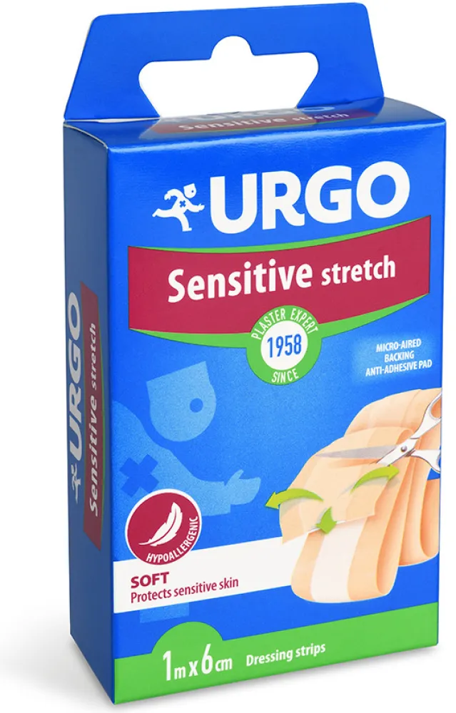 URGO SENSITIVE Citlivá pokožka náplast 1mx6cm NOVÁ