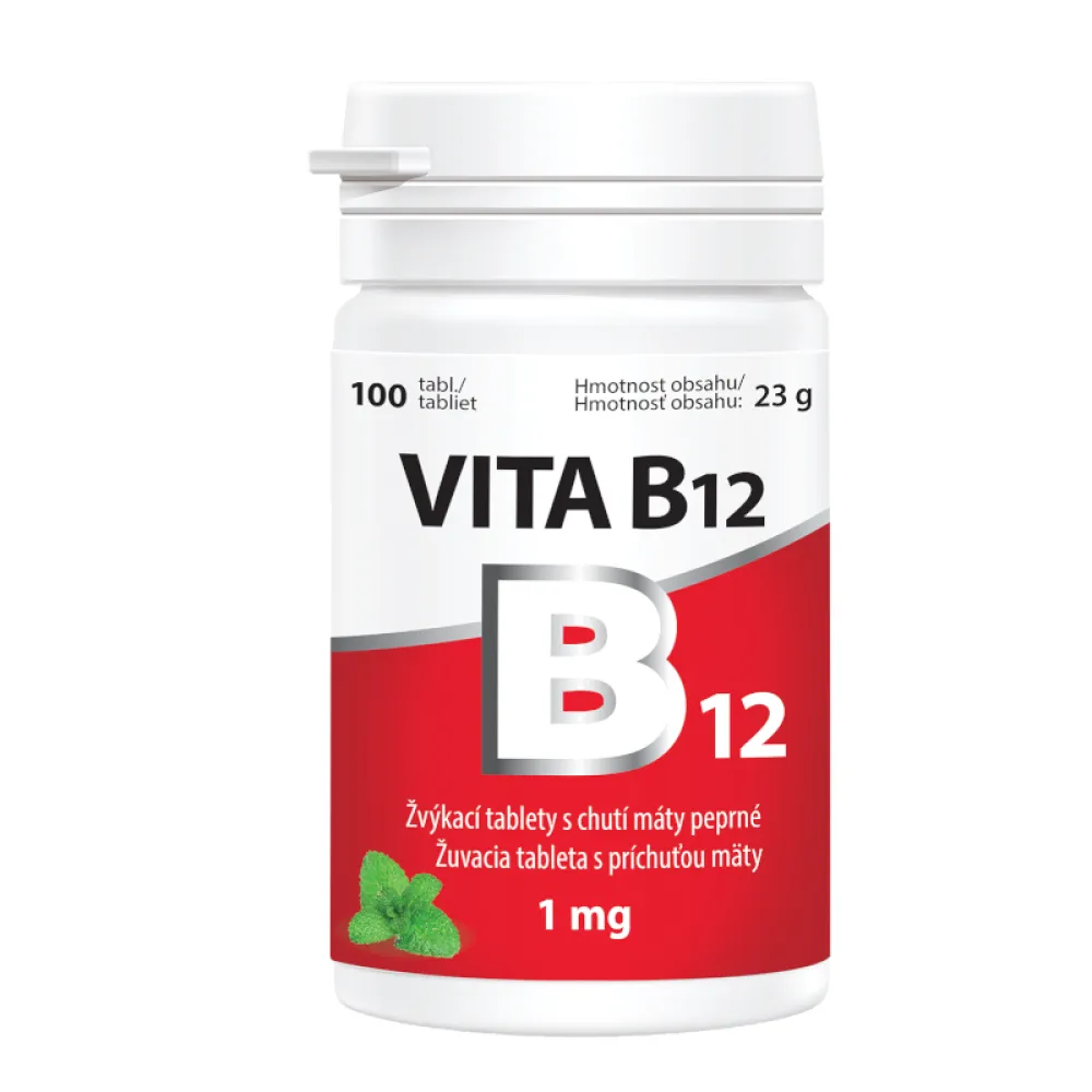 Vita-B12 1mg žvýkací tbl.100 s příchutí Máty CZ/SK