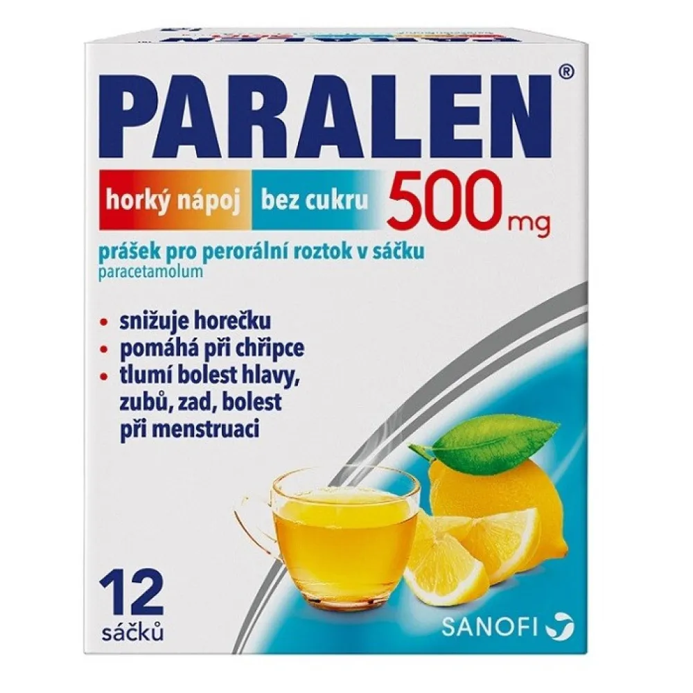 Paralen hor.náp.bez cukru 500mg por.plv.sol.scc.12