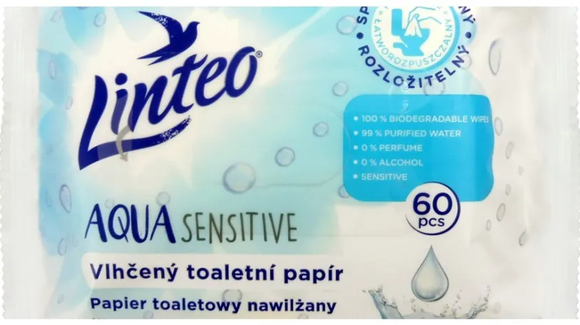 Vlhčený toaletní papír LINTEO Aqua Sensitive 60ks