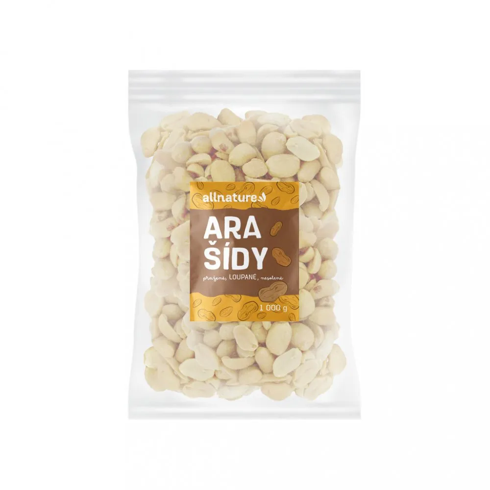 Allnature Arašídy pražené loupané nesolené 1000g