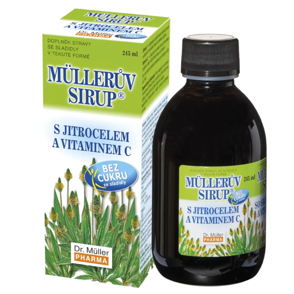 Müllerův sirup s jitrocelem bez cukru 245ml