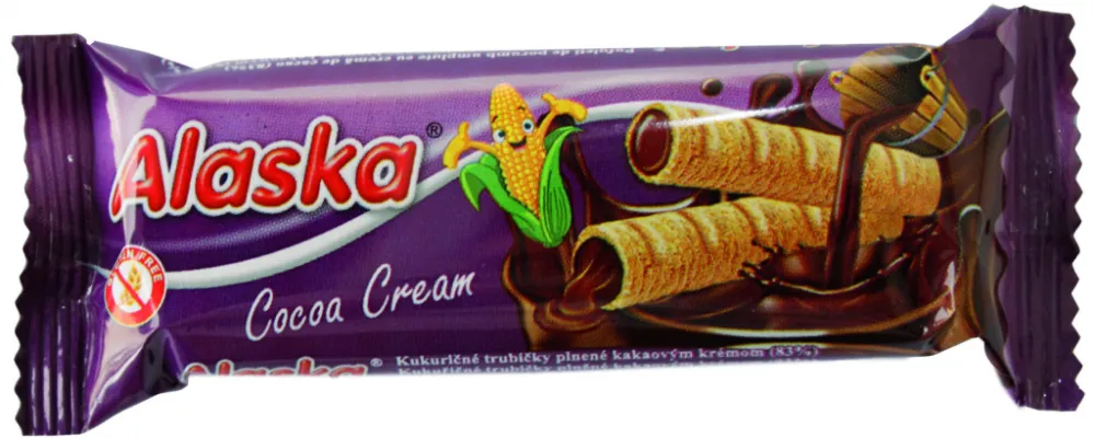 Kukuřičné trubičky Alaska kakaové 18g