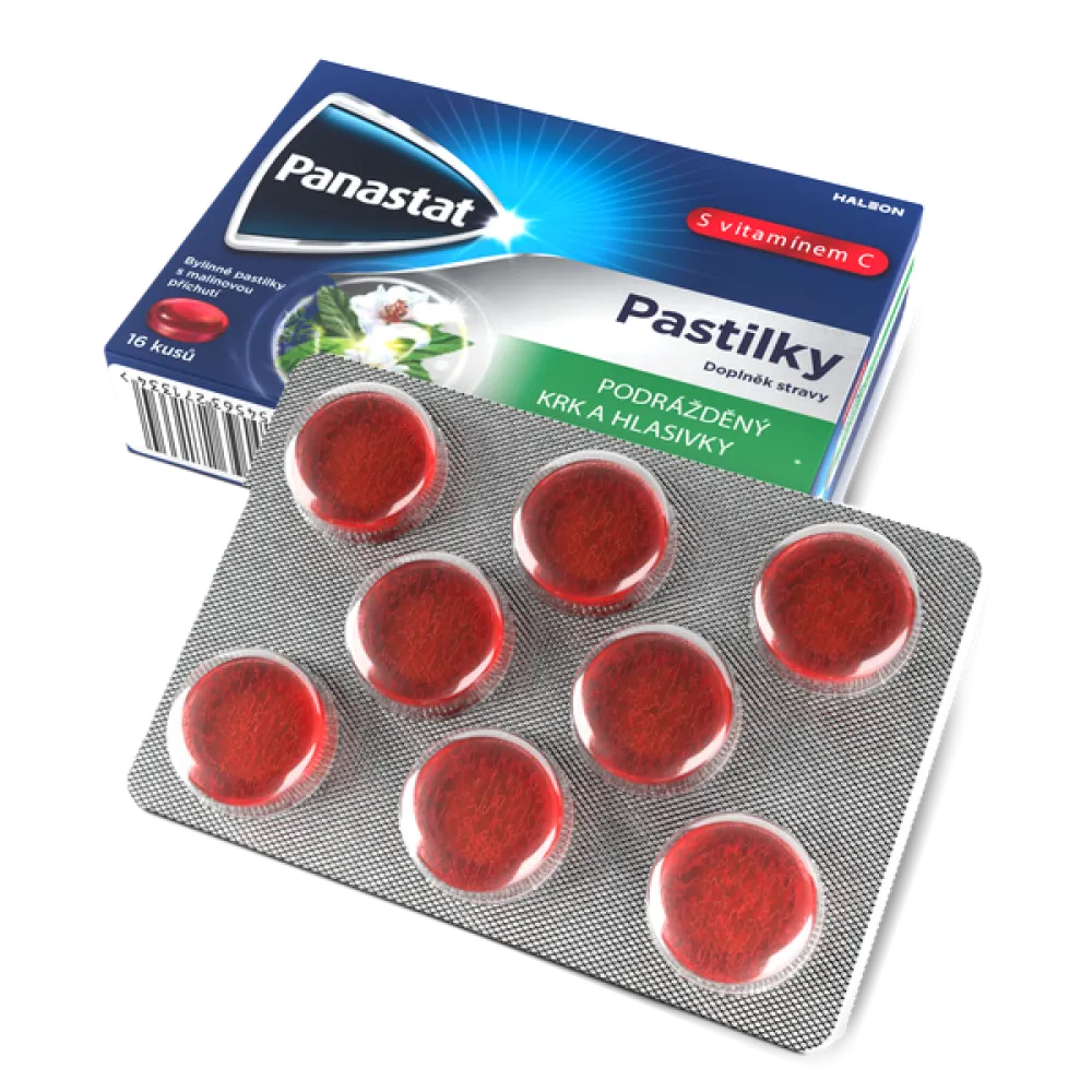 Panastat bylinné pastilky s vit.C př.malina 16ks