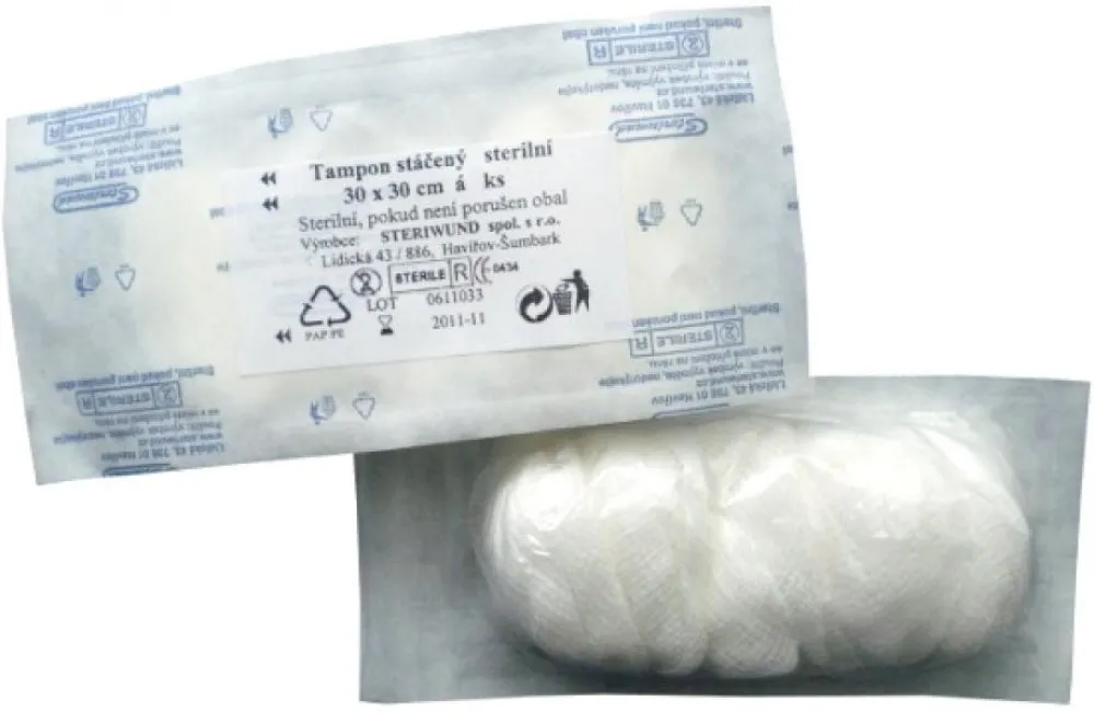 Tampón stáčený z gázy nester.30x30/50ks Steriwund