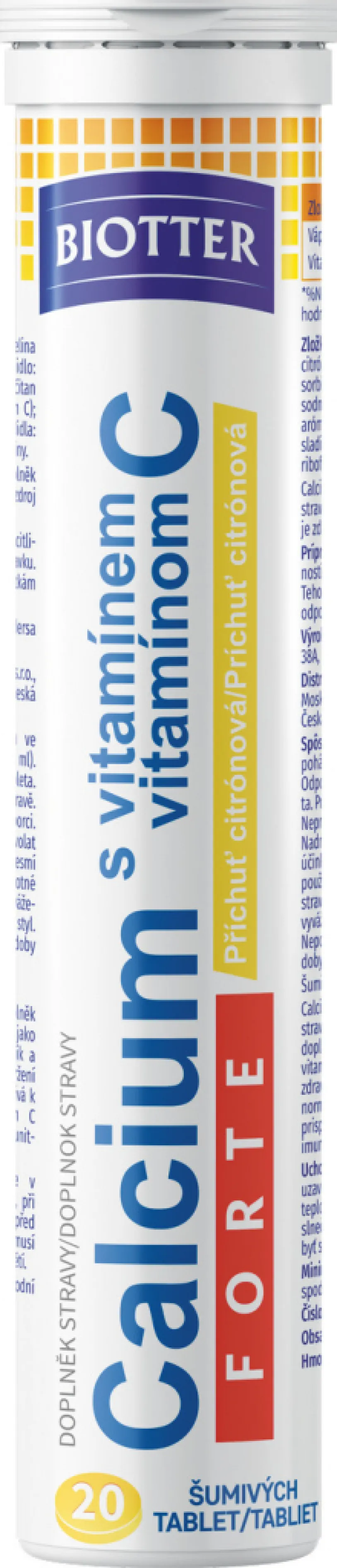 Biotter Calcium Forte s vit.C citrón 20ks šum.tbl.