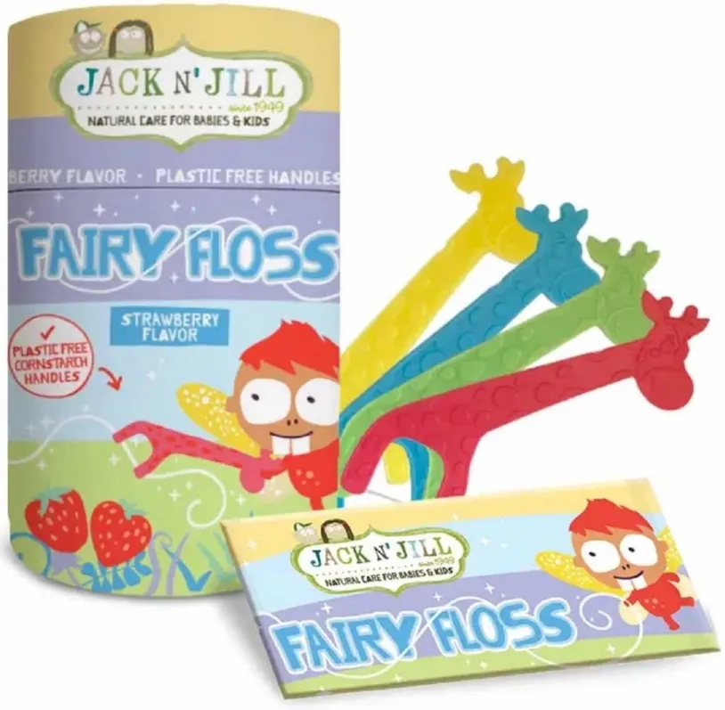 Jack N Jill Zubní nit s rukoj.pro děti 30ks Jahod.