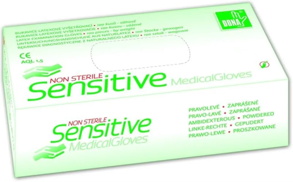 Rukavice vyšetřovací LATEX zaprášené 100 ks vel.S
