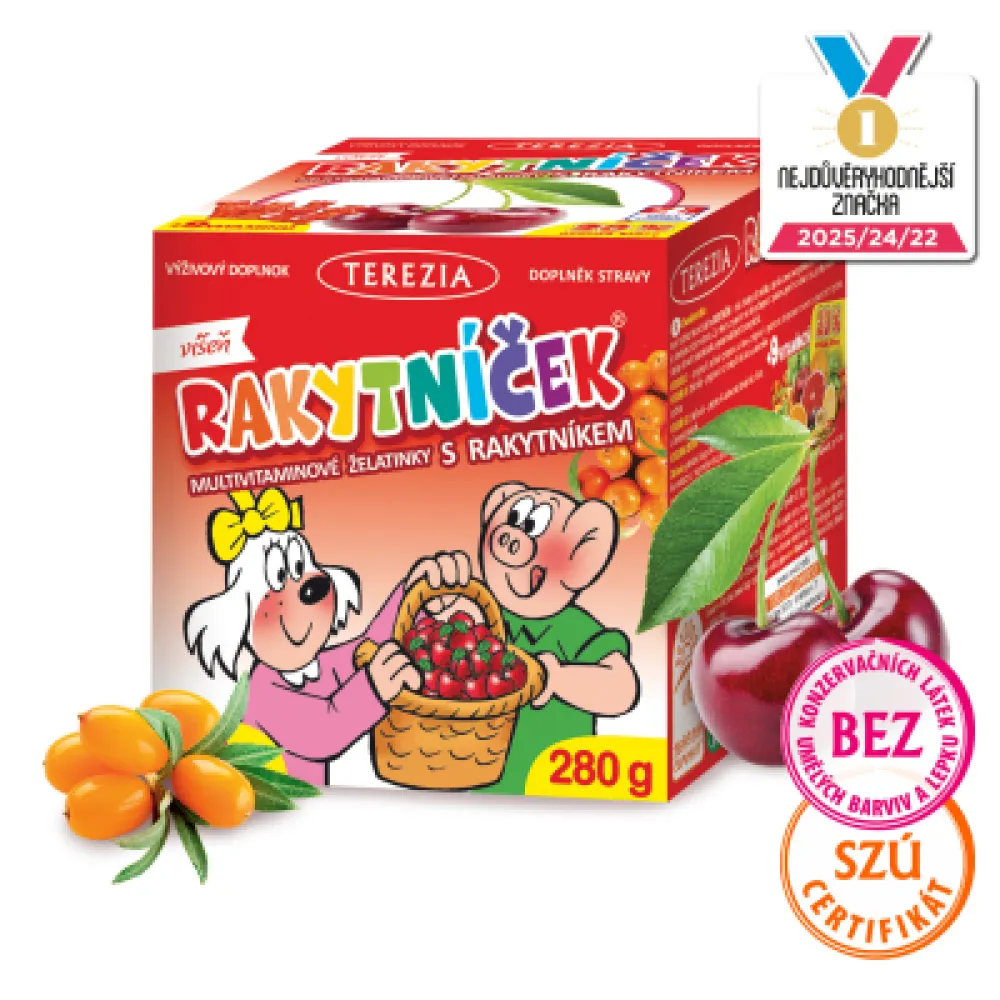 TEREZIA RAKYTNÍČEK multivitaminové želatinky s rakytníkem - VIŠEŇ 70 ks