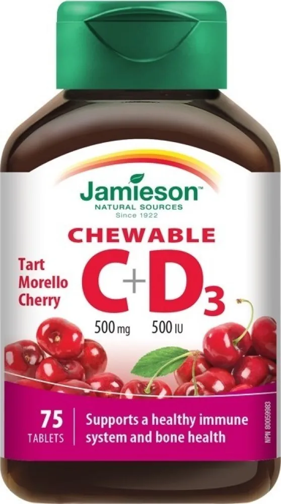 JAMIESON Vitamíny C a D3 třešeň cucací tbl.75