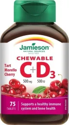 JAMIESON Vitamíny C a D3 třešeň cucací tbl.75