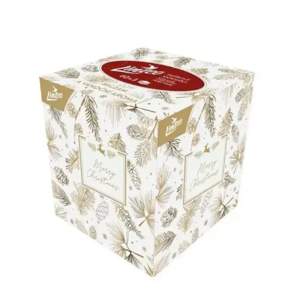 Linteo Papír.kapes.s balzámem 3vrstvé Vánoční 60ks