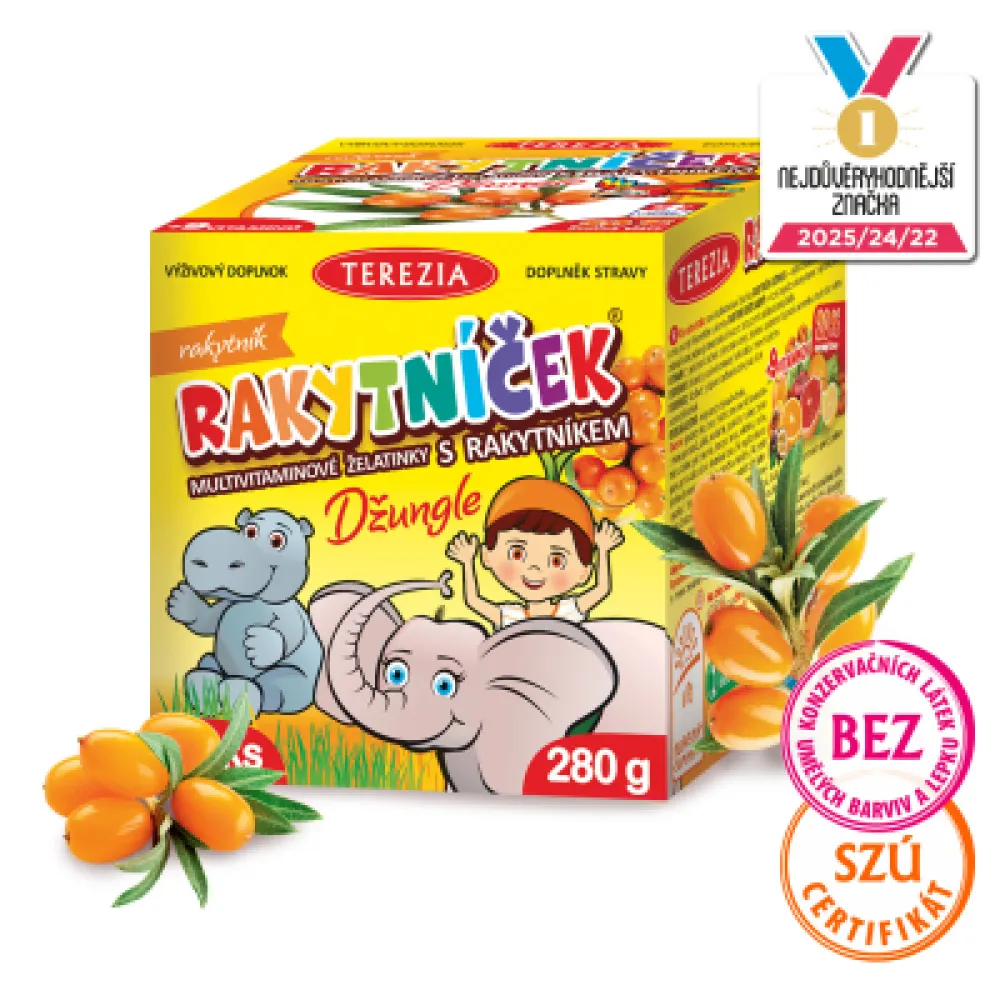 TEREZIA RAKYTNÍČEK multivitaminové želatinky s rakytníkem - DŽUNGLE 70 ks (280 g)