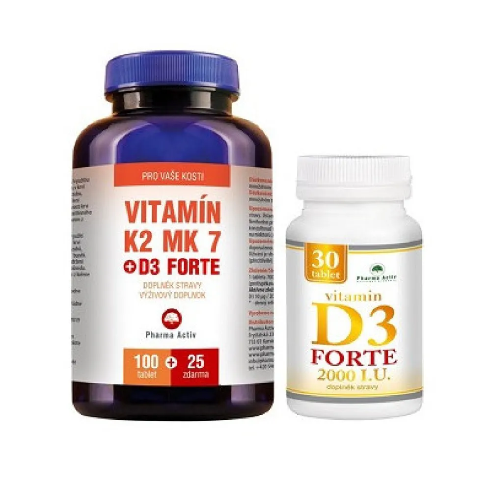 Vitamín K2 MK7+D3 Forte 125 tbl.+ Vitamín D3 Forte 2000I.U.30 tbl