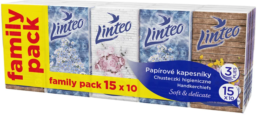 Linteo Papírové kapesníky 3vrstvé 15x10ks