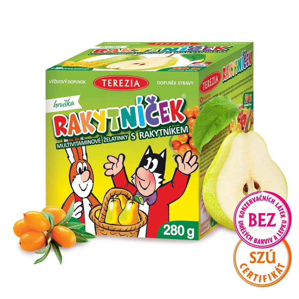 TEREZIA RAKYTNÍČEK multivitaminové želatinky s rakytníkem - HRUŠKA 70 ks (280 g)