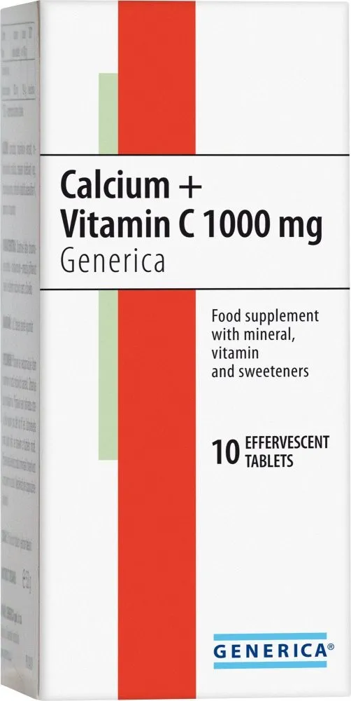 Calcium + Vitamin C 1000mg eff.tbl.10 Generica