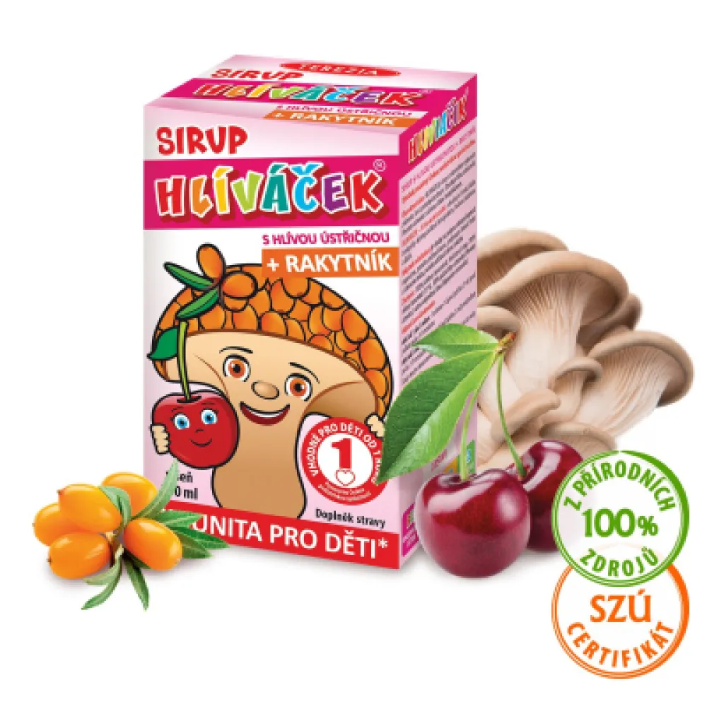 TEREZIA HLÍVÁČEK sirup s hlívou a rakytníkem - VIŠEŇ 100 ml