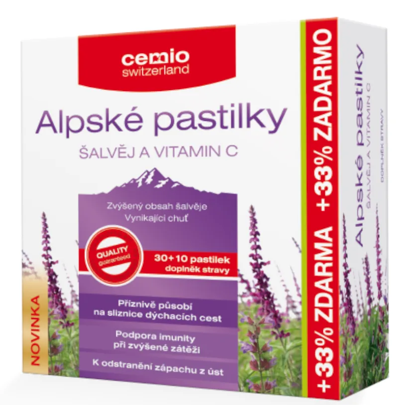Cemio Alpské pastilky šalvěj a vitamin C pst.30+10