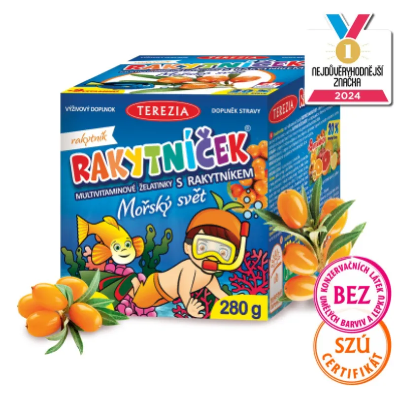 TEREZIA RAKYTNÍČEK multivitaminové želatinky s rakytníkem - MOŘSKÝ SVĚT 140 ks (280 g)