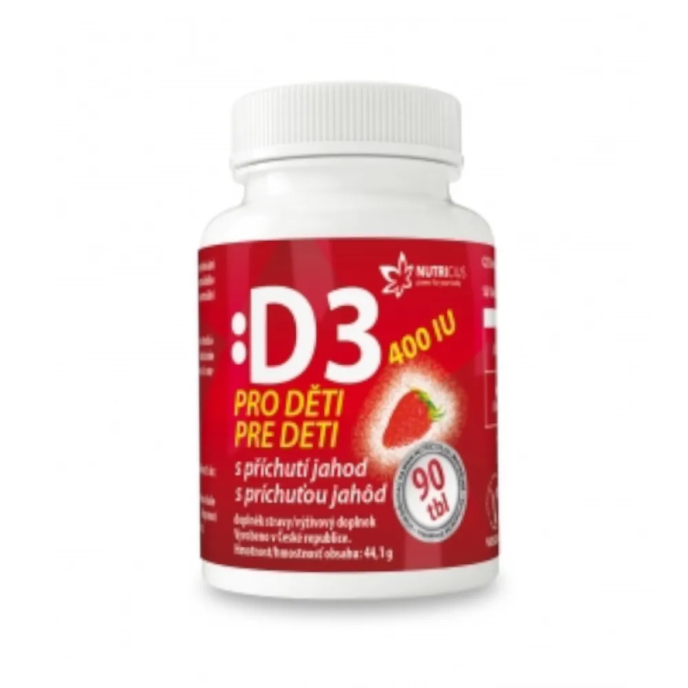 Vitamín D3 400IU pro děti jahoda tbl.90