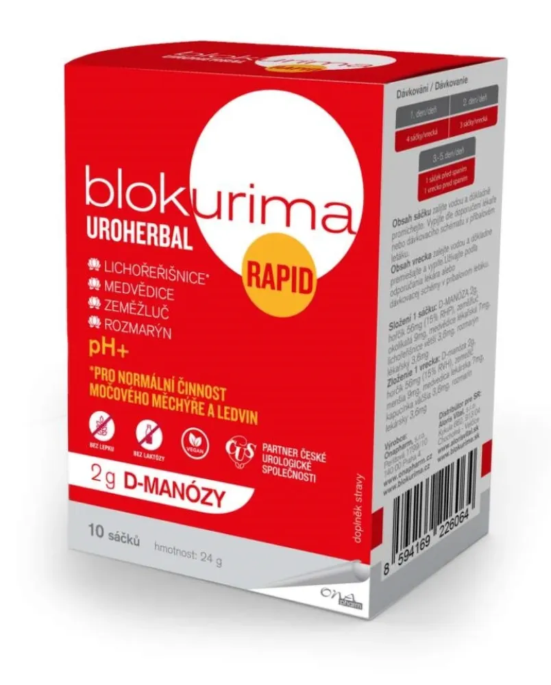 Blokurima Uroherbal Rapid 2g D-manózy sáč. 10x2.3g