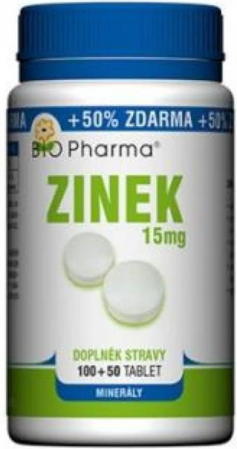 Zinek glukonát 15mg tbl.100+50 Bio-Pharma