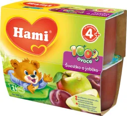 Hami 100% ovoce jablko a švestka 4x100g 4m+