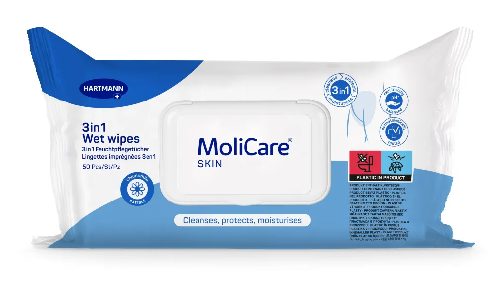 MoliCare Skin Vlhčené ubrousky 3v1 50ks