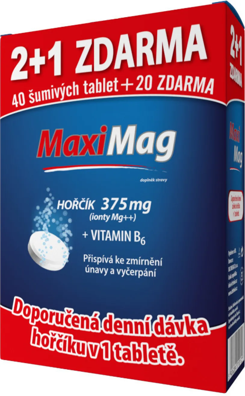 MaxiMag Hořčík+B6 šumivé tbl.2+1 ZDARMA 3x20 tbl.