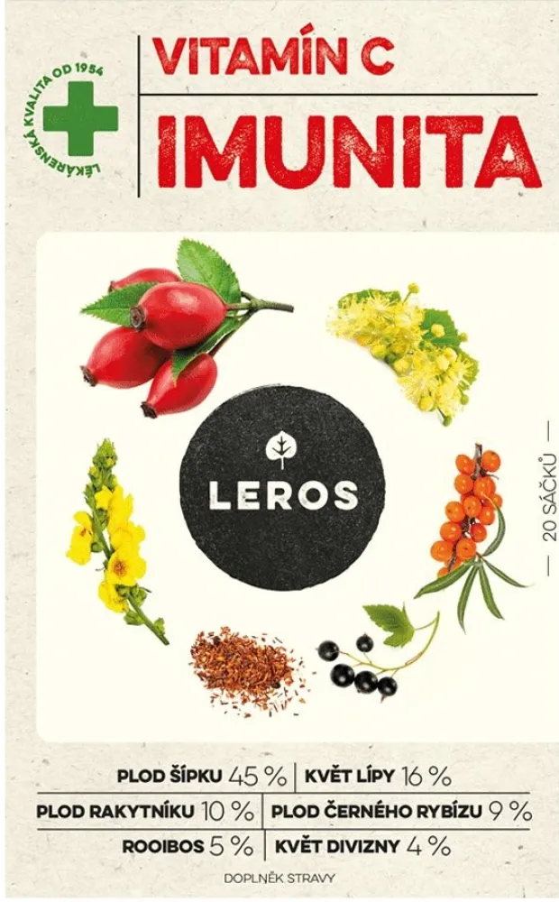 LEROS Vitamín C Imunita čaj 20x2g