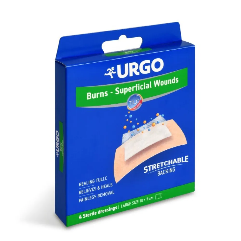 URGO BURNS Na popáleniny lipidok.nápl.10x7cm 4ks