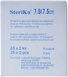 Gáza kompr.ster.Steriko 8 vrstev 7.5x7.5cm 25x2ks