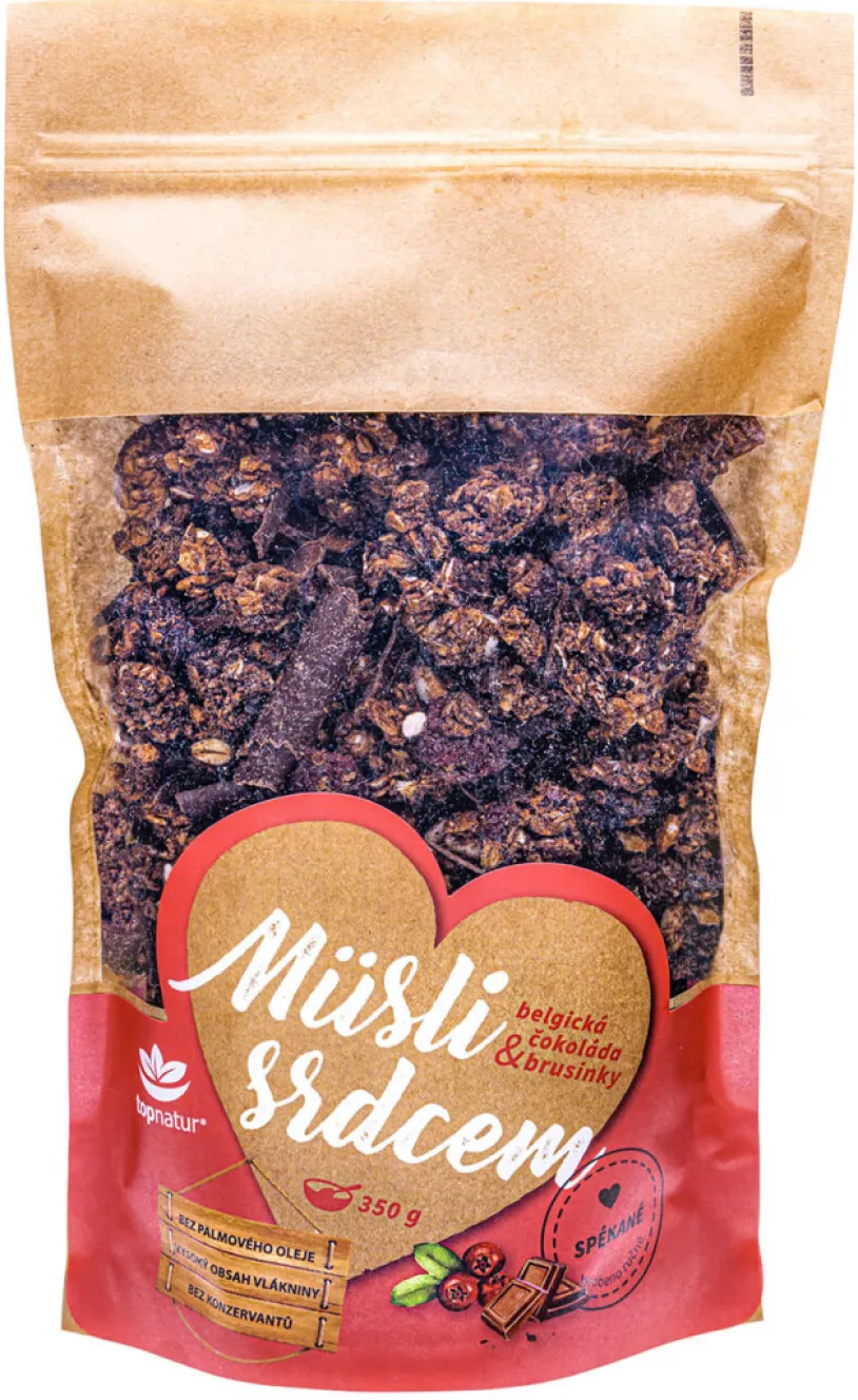 Müsli srdcem belgi.čokoláda&brusinky 350g TOPNATUR