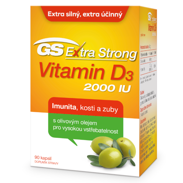 GS Extra Strong Vitamin D3 2000IU cps.90 ČR/SK