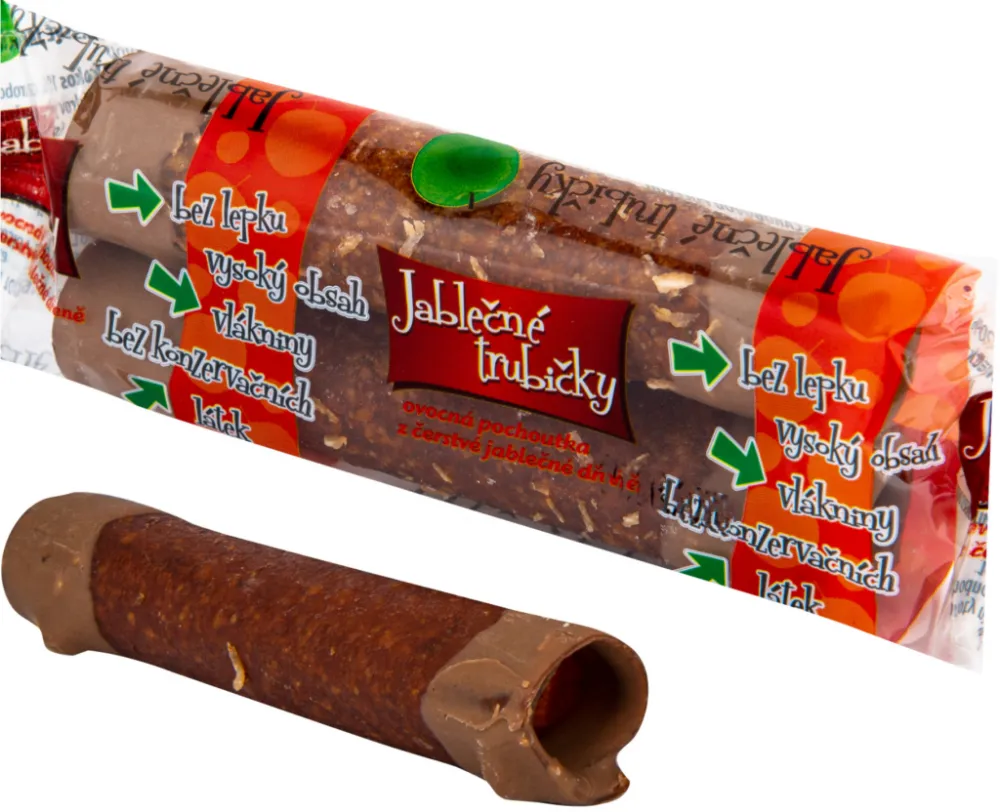 Jablečné trubičky ochucené karobovou polevou 24g