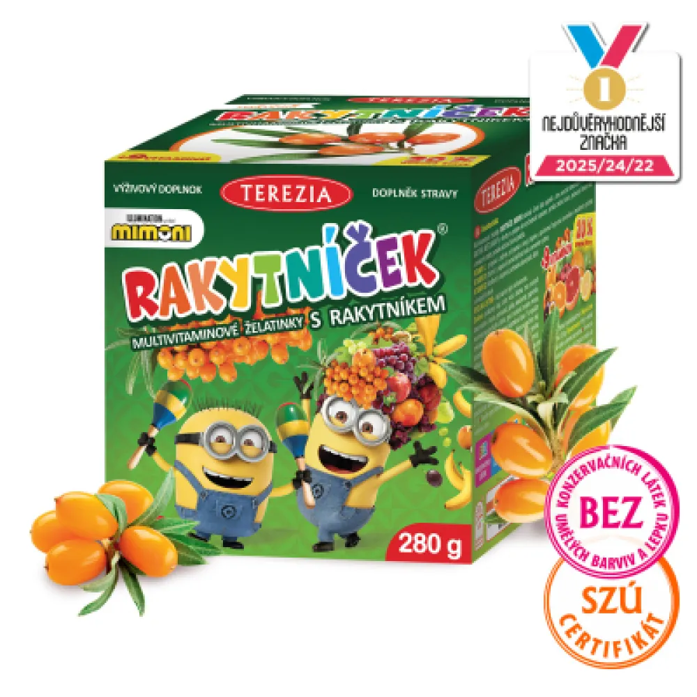 TEREZIA RAKYTNÍČEK multivitaminové želatinky s rakytníkem – MIMONI 70 ks (280 g)