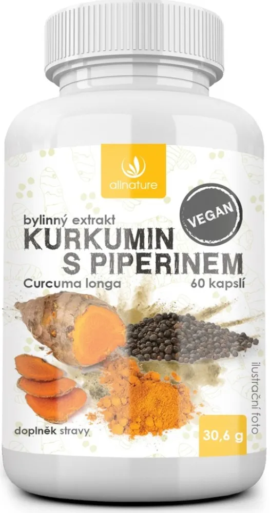 Allnature Kurkumin s piperin.bylin.extrakt cps.60
